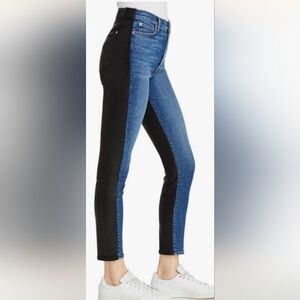 7 For All Mankind Women's High Rise Skinny Fit ankle Jean Front Black Back